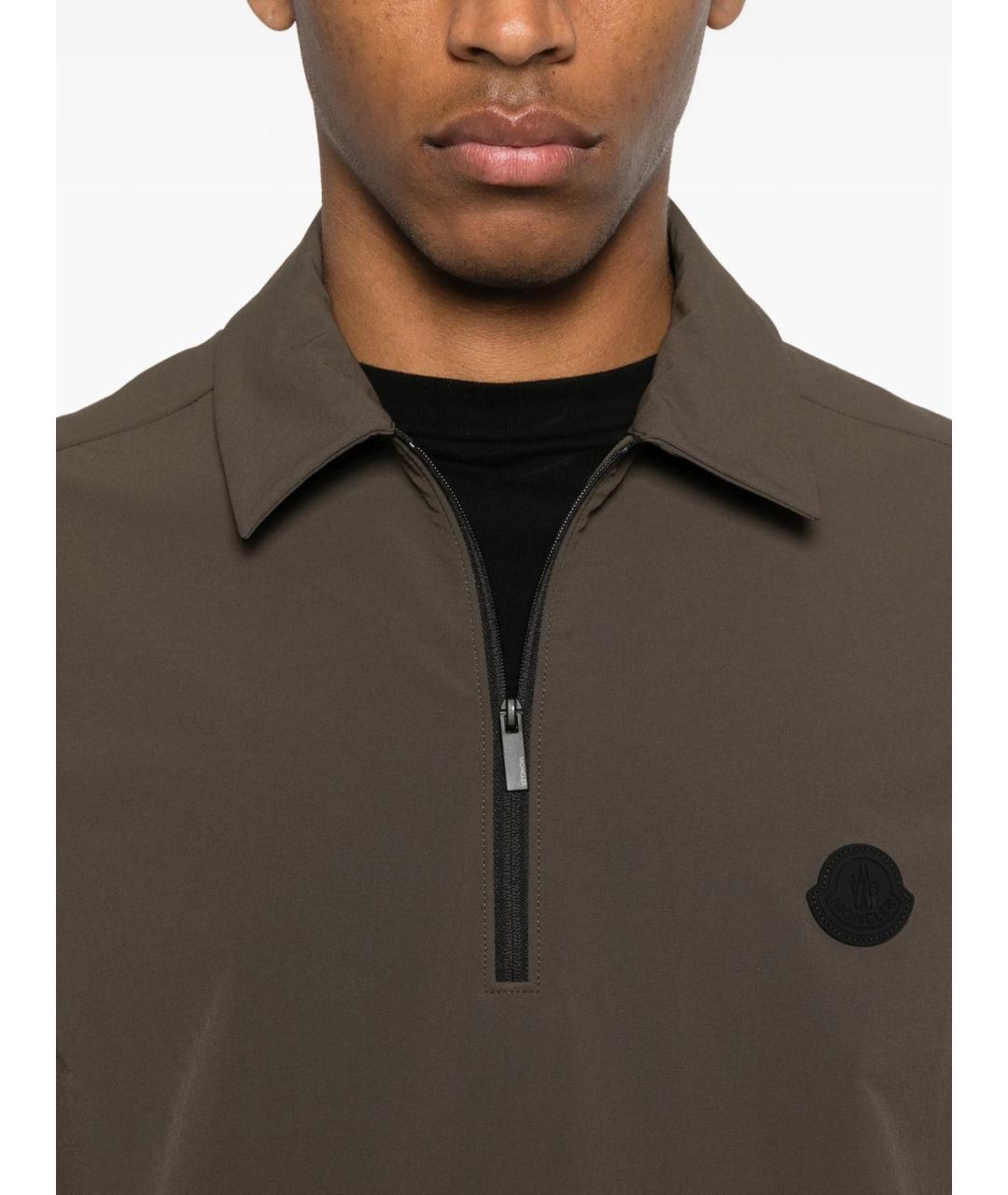 MONCLER Хаки поло с коротким рукавом, фото 4