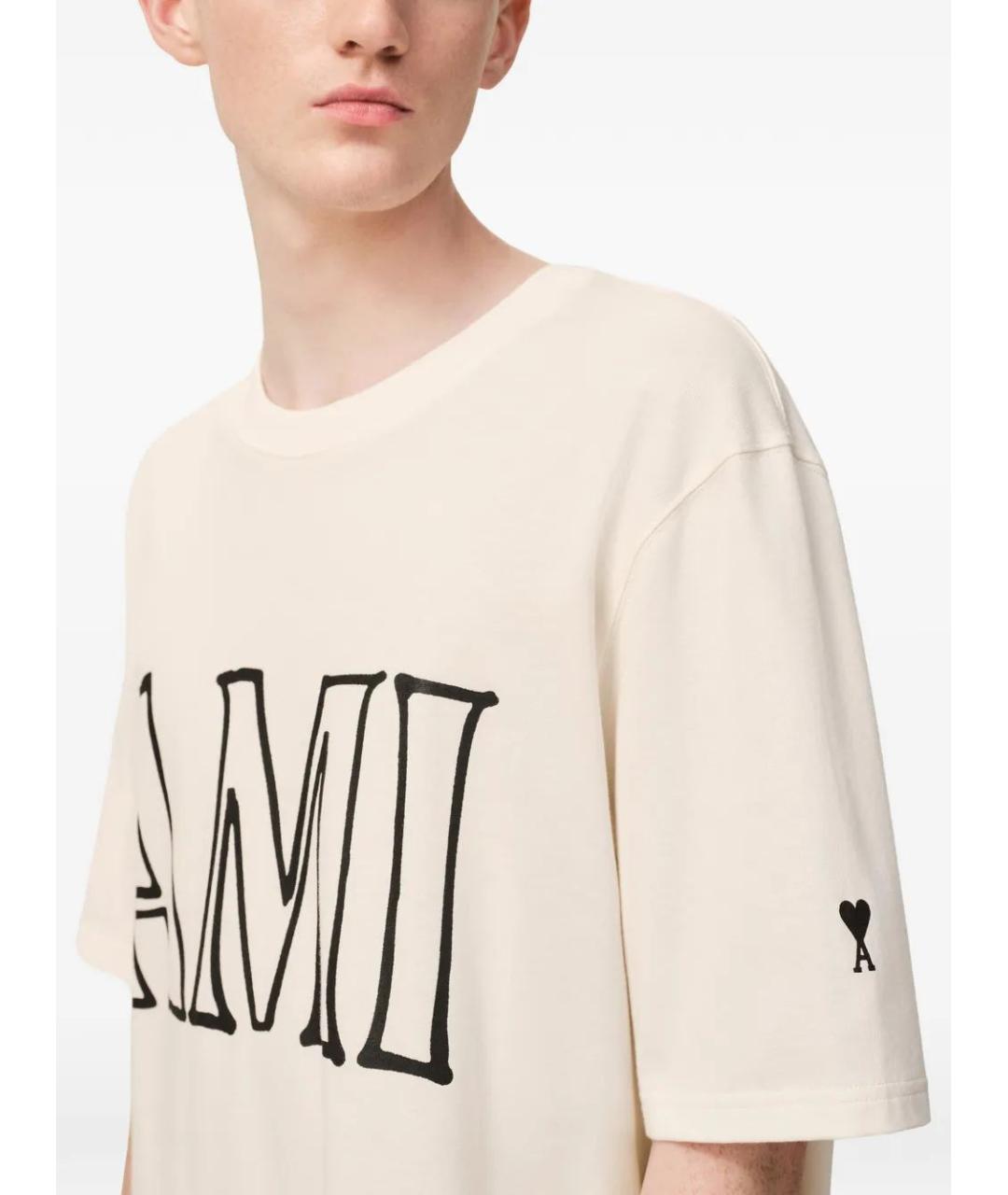 Ami Paris Бежевая хлопковая футболка, фото 4