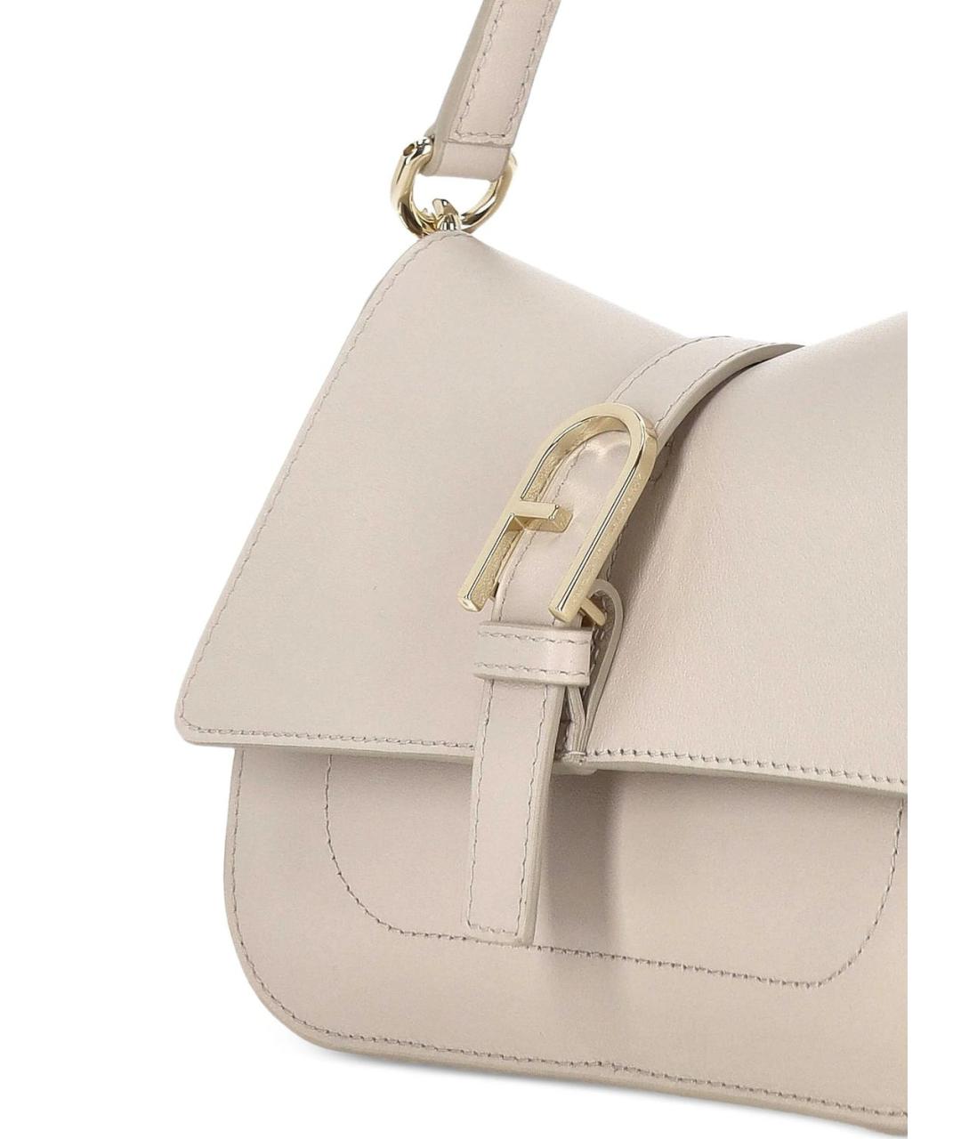 FURLA Бежевая кожаная сумка через плечо, фото 4