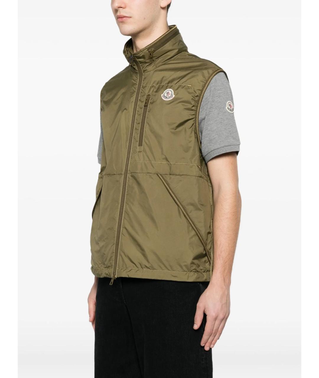 MONCLER Зеленый полиамидовый жилет, фото 2
