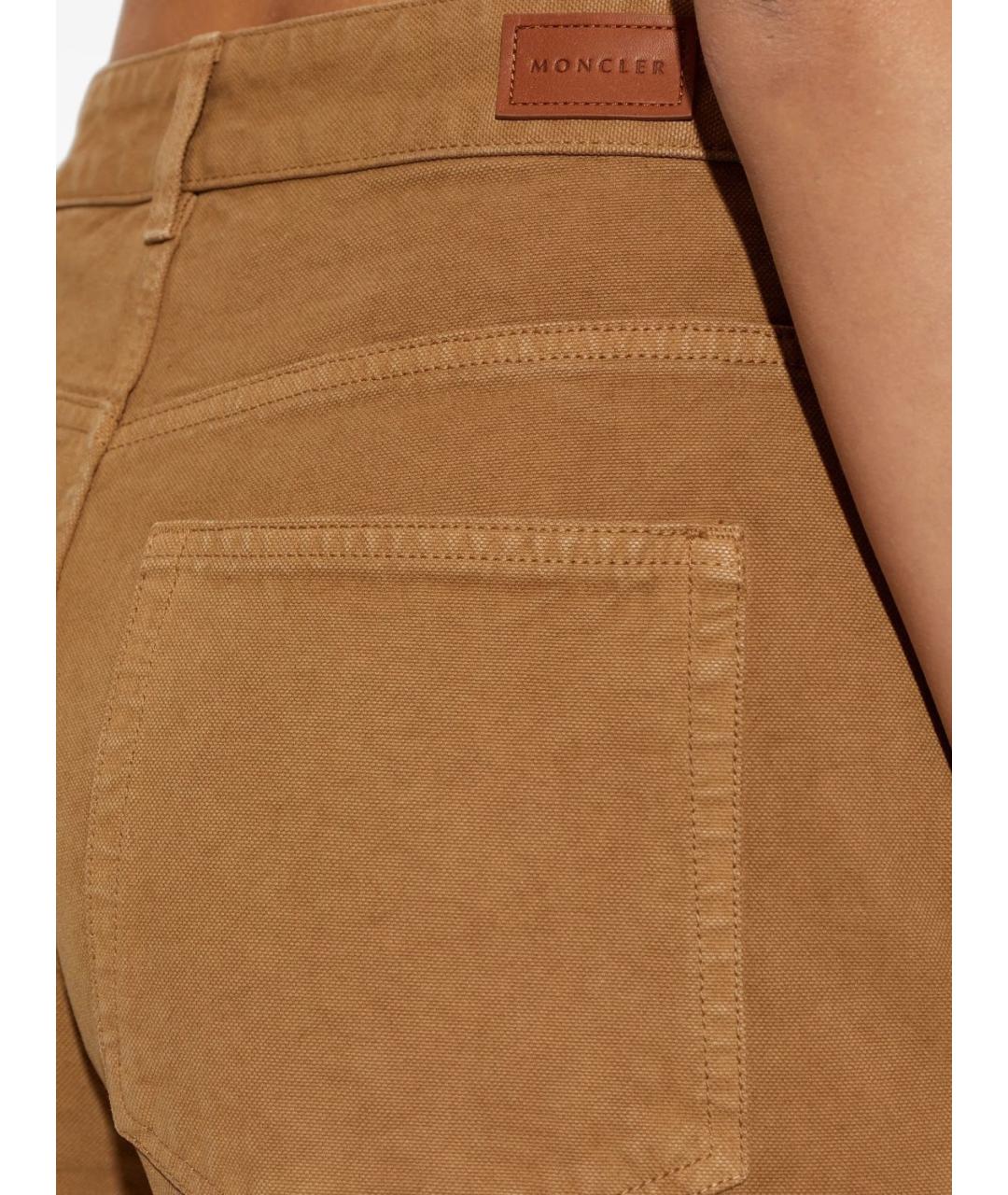 MONCLER Коричневые хлопковые прямые брюки, фото 3