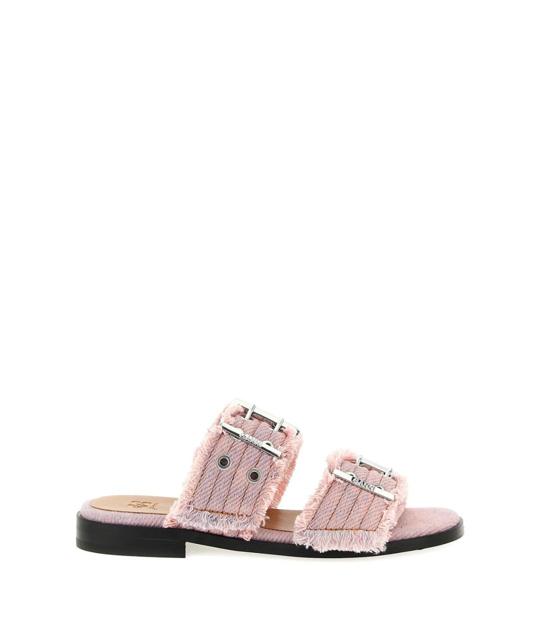 GANNI Розовые текстильные сандалии, фото 1