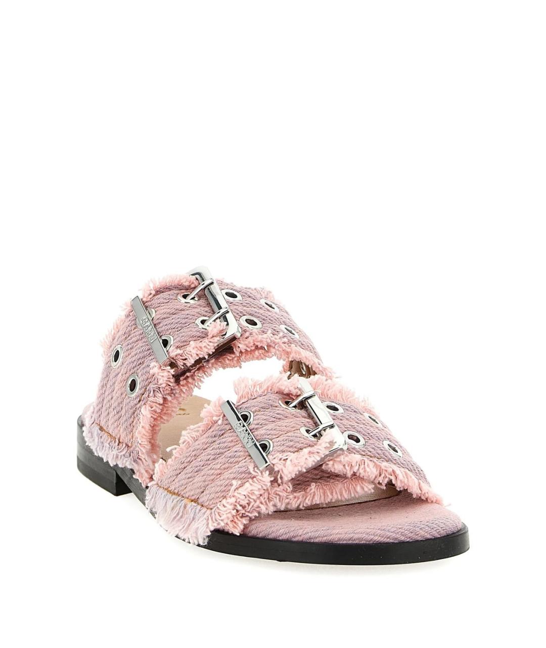 GANNI Розовые текстильные сандалии, фото 4