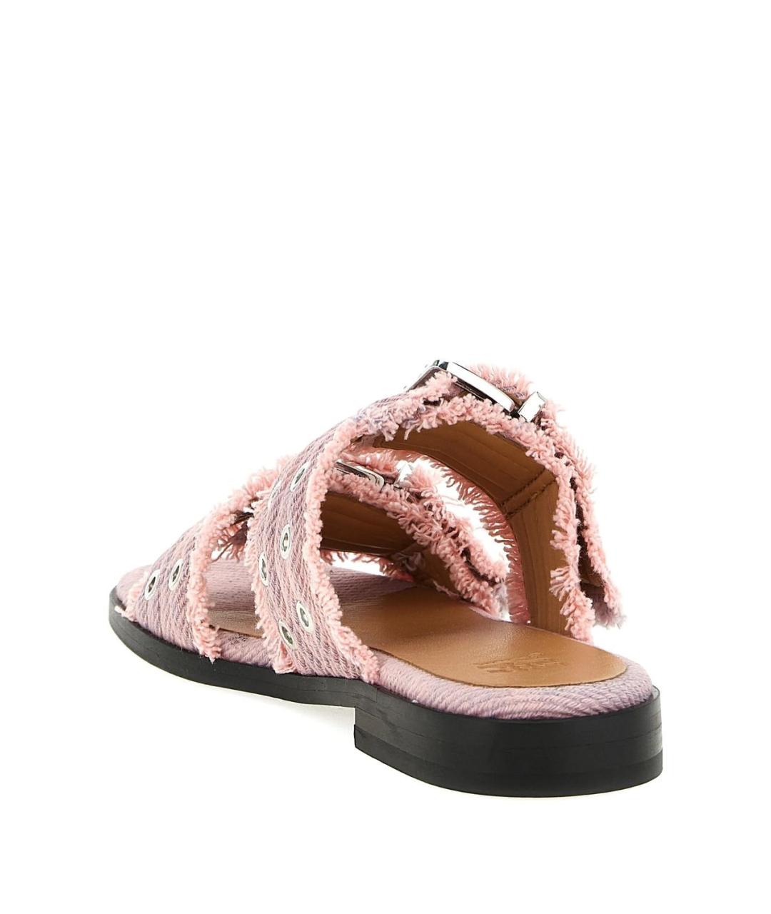 GANNI Розовые текстильные сандалии, фото 3