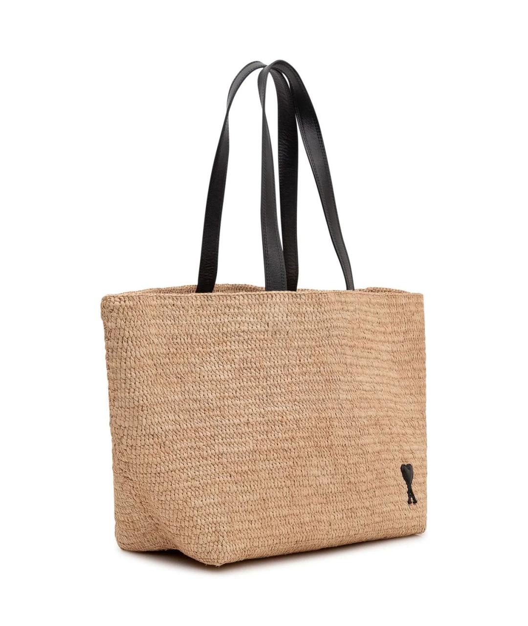 Ami Paris Бежевая пелетеная сумка тоут, фото 3