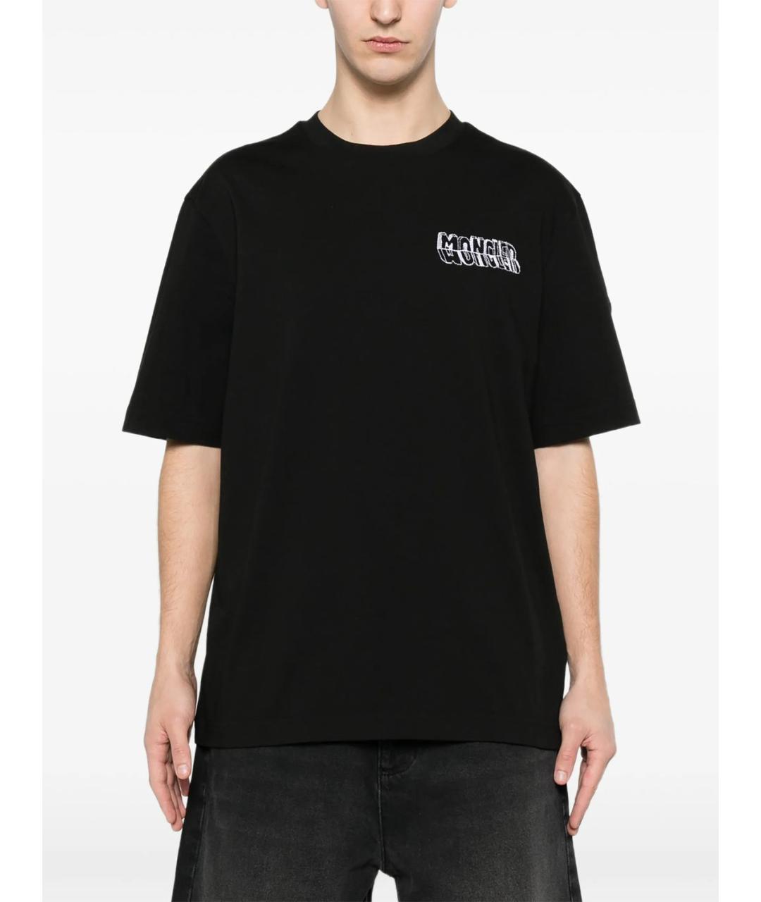 MONCLER Черная хлопковая футболка, фото 5
