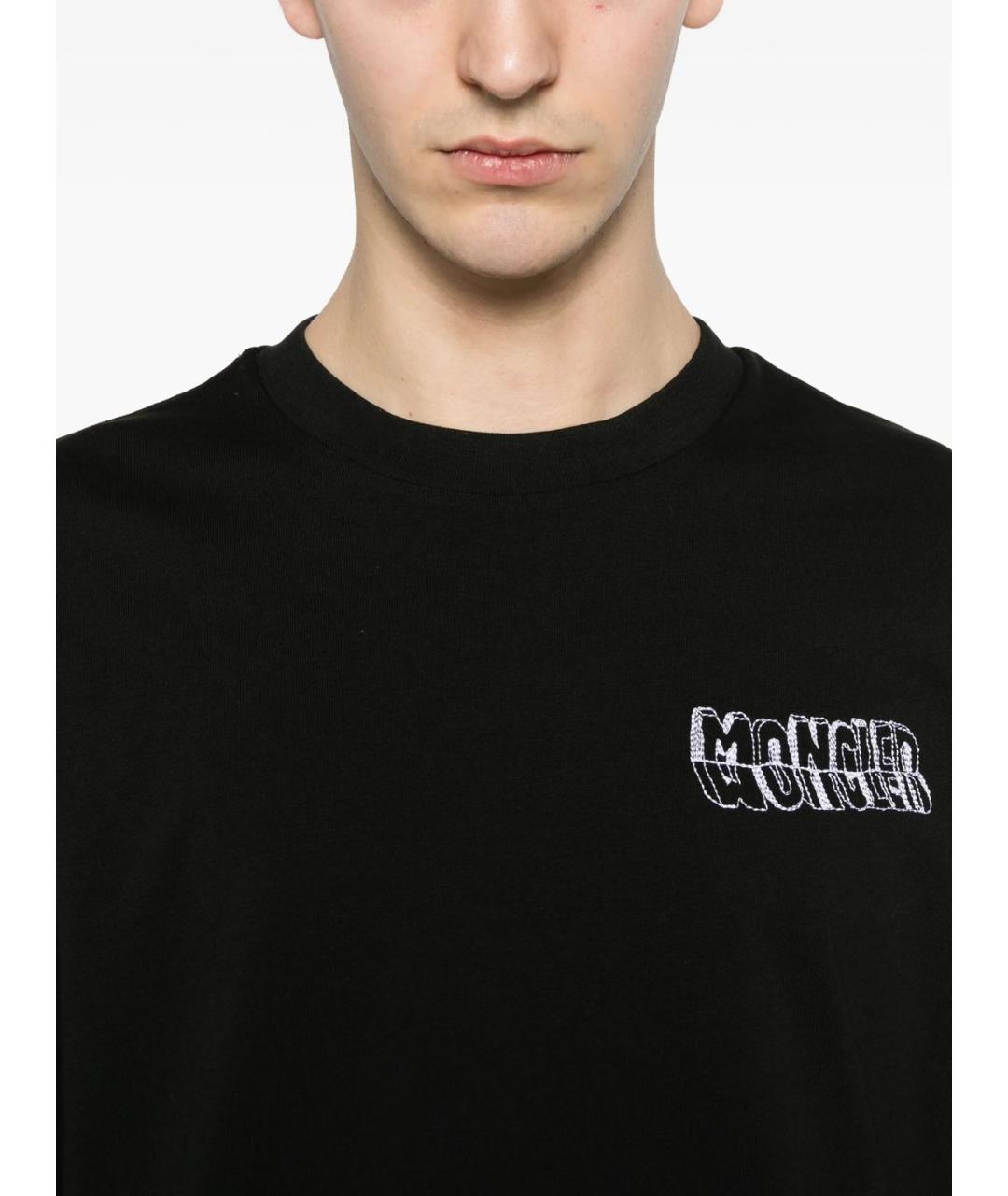 MONCLER Черная хлопковая футболка, фото 4