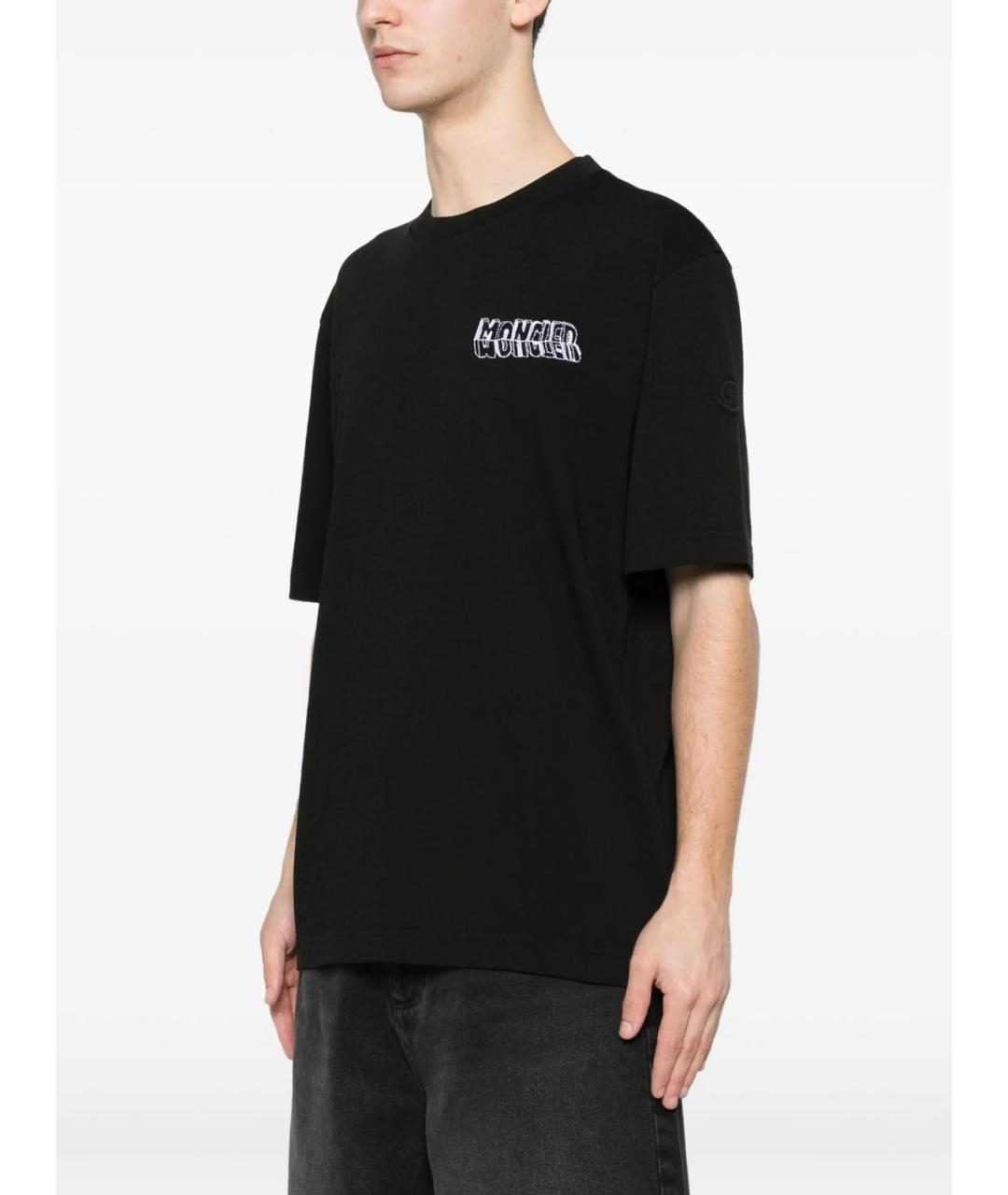 MONCLER Черная хлопковая футболка, фото 2