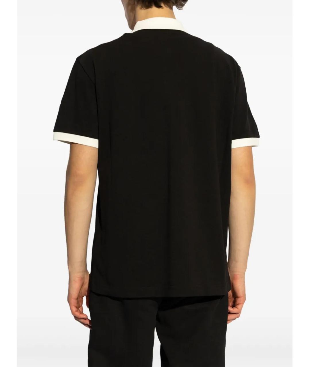 MONCLER Черное хлопковое поло с коротким рукавом, фото 4