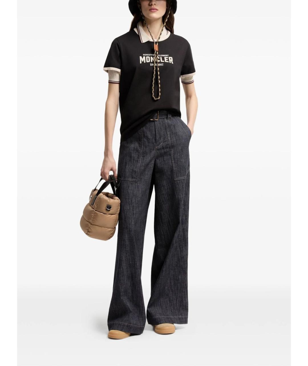 MONCLER Черная хлопковая футболка, фото 5