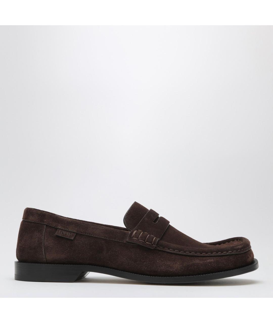 LOEWE Коричневые замшевые лоферы, фото 3