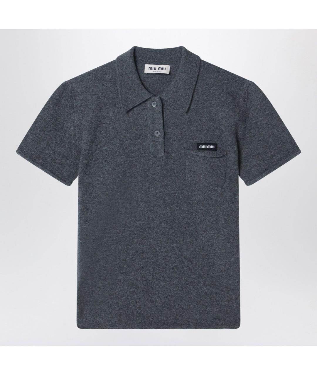 MIU MIU Серая кашемировая футболка, фото 3