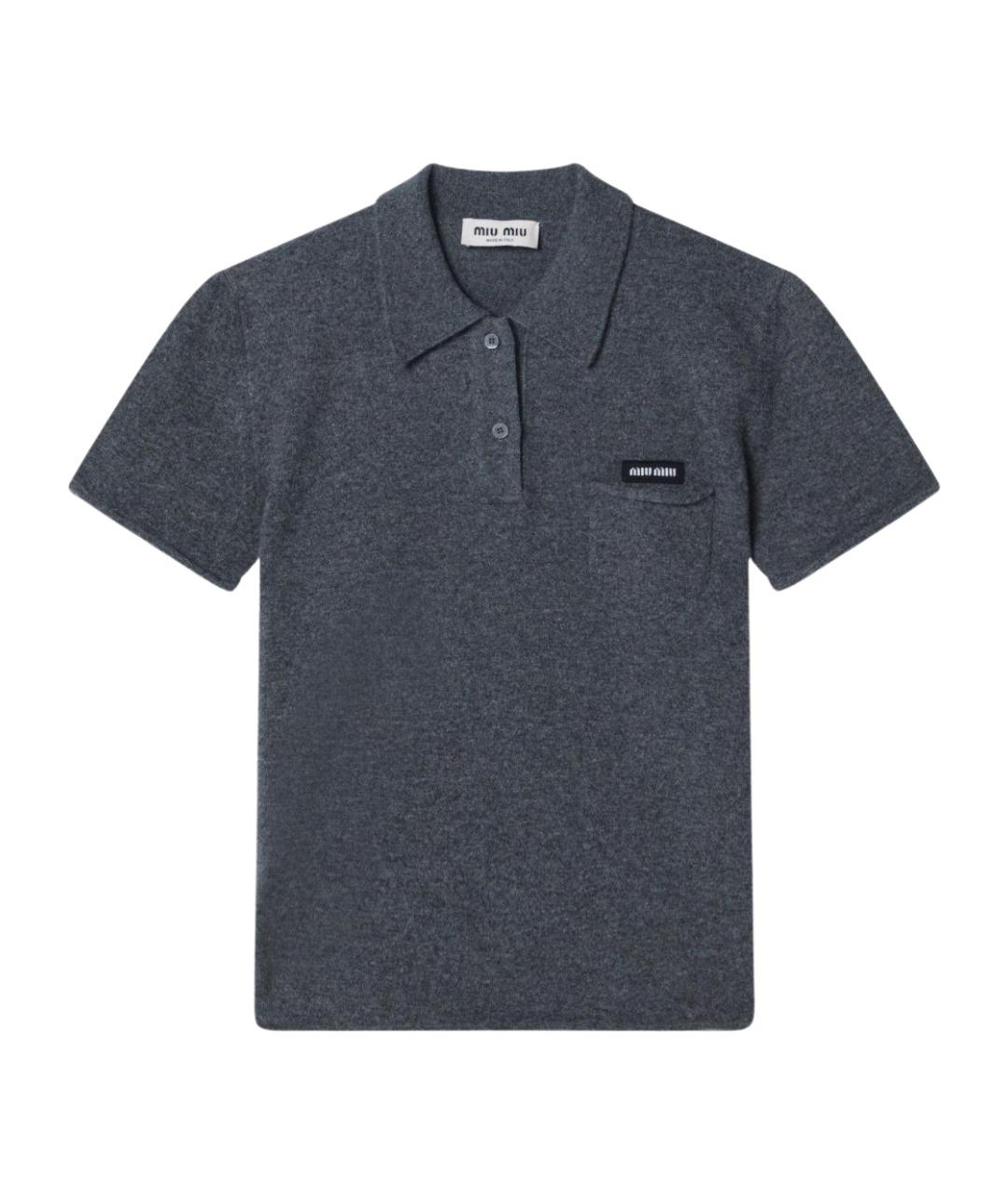 MIU MIU Серая кашемировая футболка, фото 1