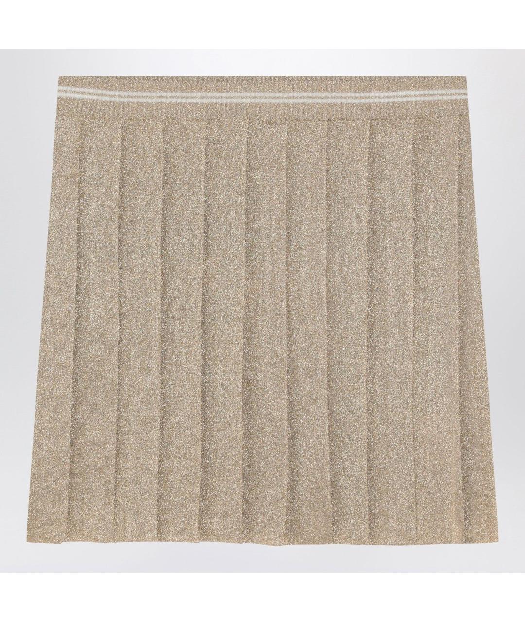 MIU MIU Золотая вискозная юбка мини, фото 2