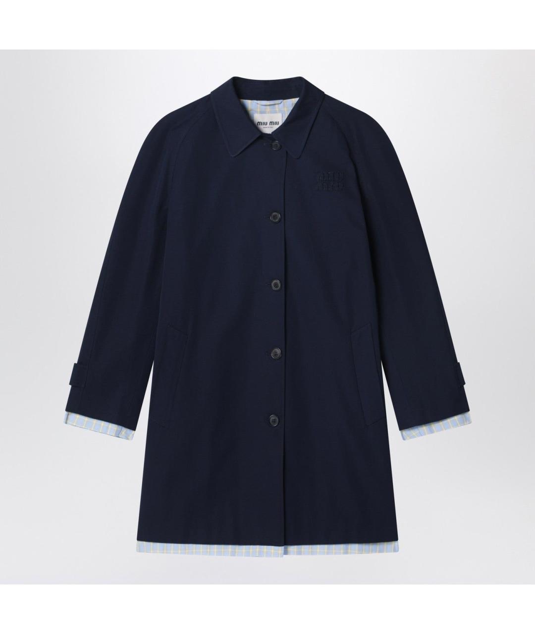 MIU MIU Темно-синее хлопковое пальто, фото 3