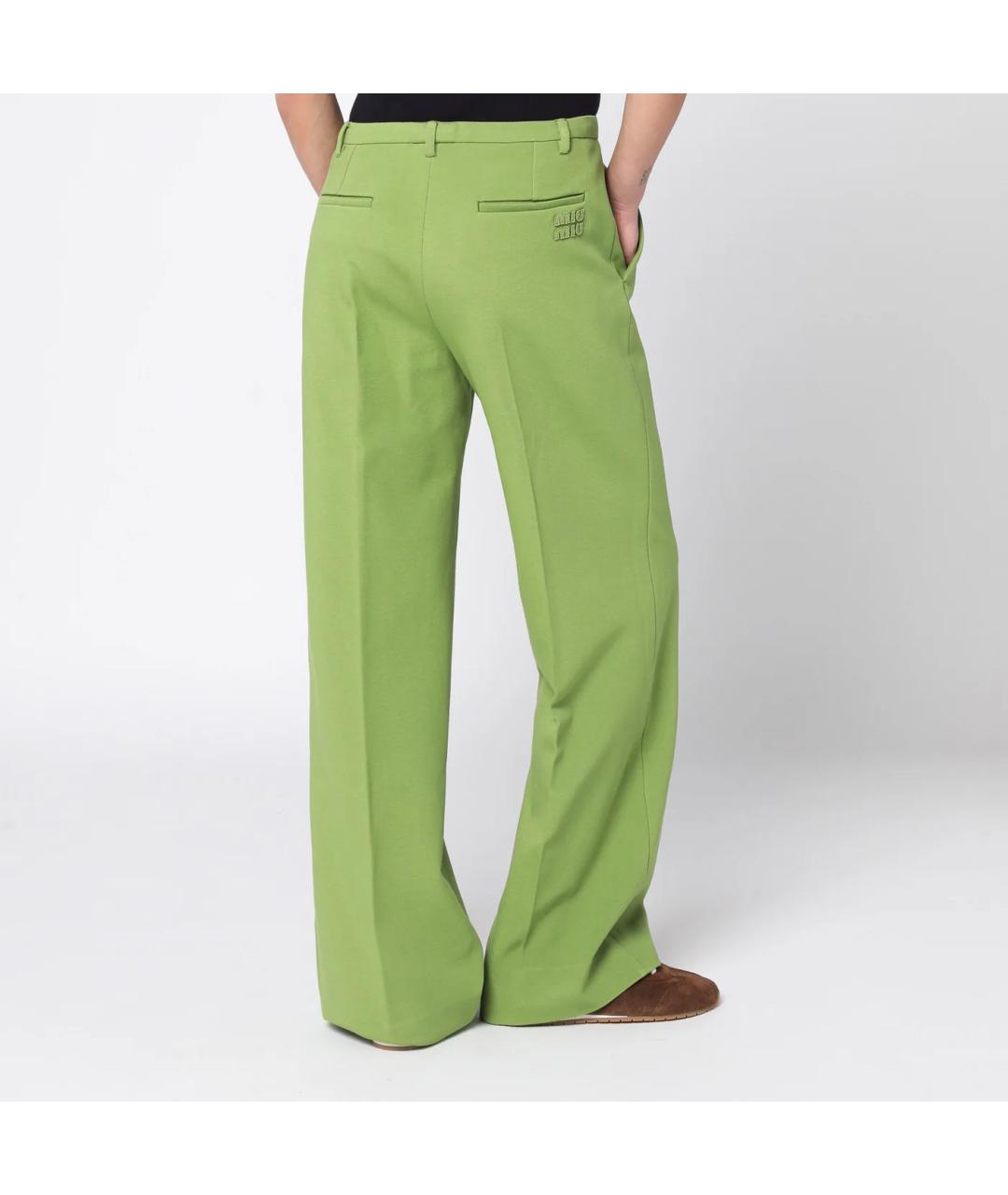 MIU MIU Зеленые вискозные прямые брюки, фото 6