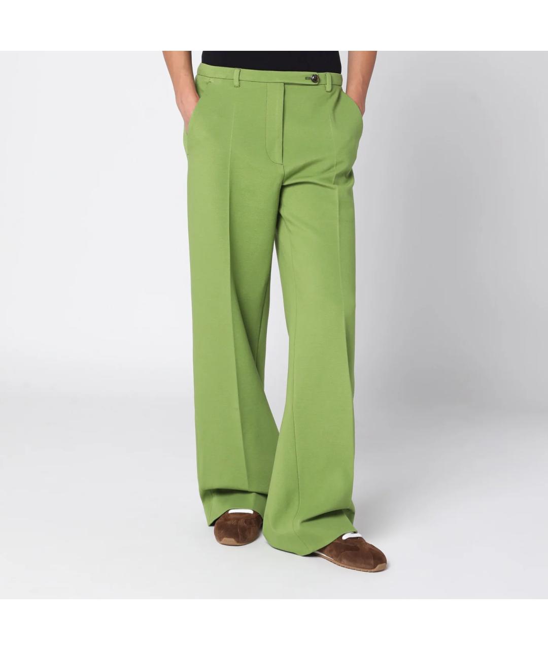 MIU MIU Зеленые вискозные прямые брюки, фото 3