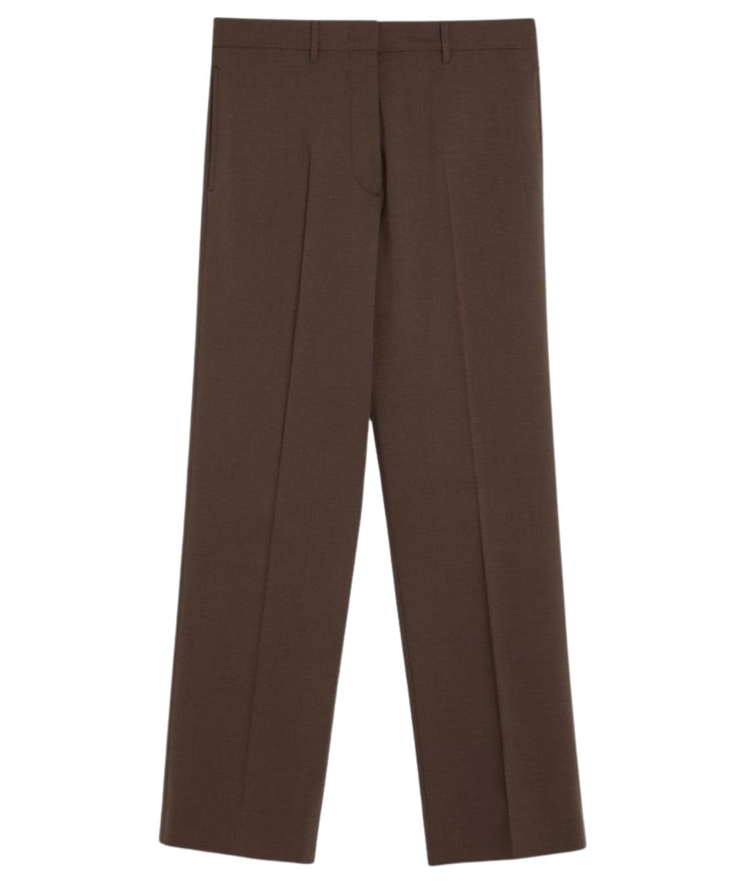 MIU MIU Коричневые шерстяные прямые брюки, фото 1