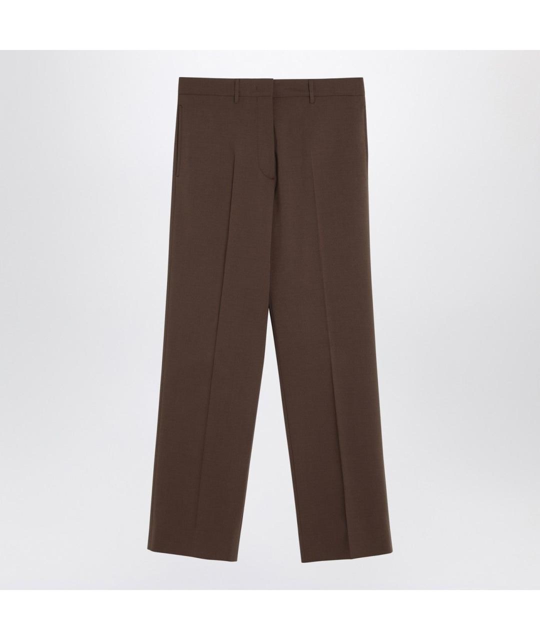 MIU MIU Коричневые шерстяные прямые брюки, фото 3