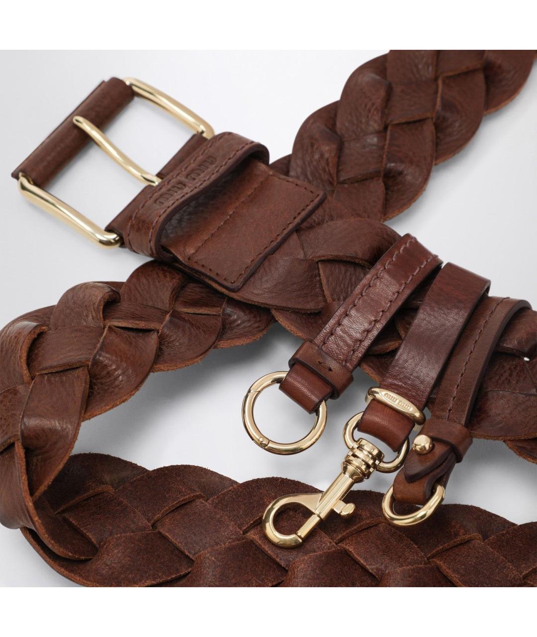 MIU MIU Коричневый кожаный ремень, фото 2
