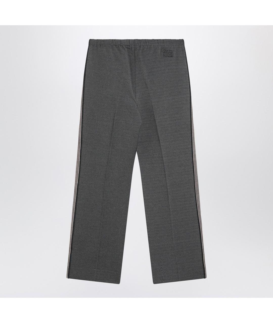 MIU MIU Антрацитовые хлопковые прямые брюки, фото 2