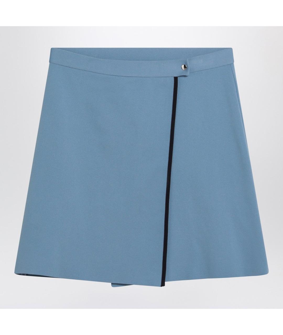 MIU MIU Голубая полиамидовая юбка мини, фото 3