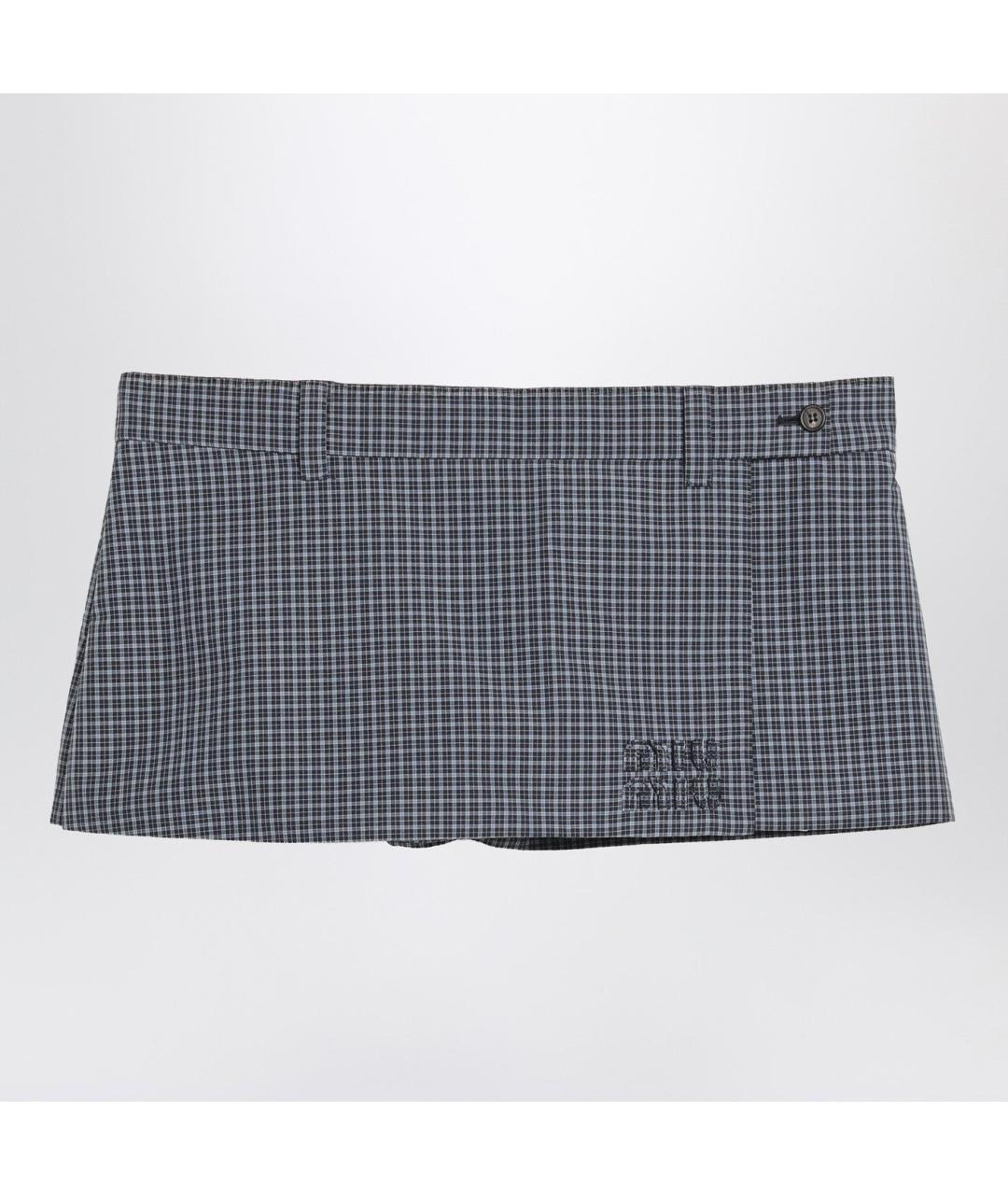 MIU MIU Синяя полиамидовая юбка мини, фото 3