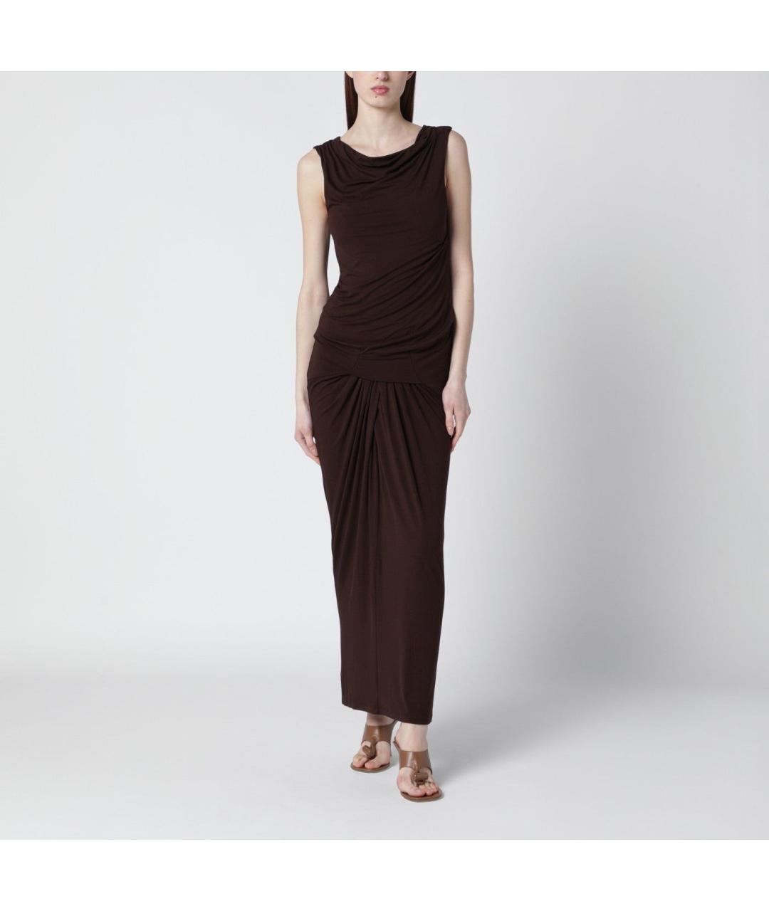 entire studios Коричневое вискозное повседневное платье, фото 3