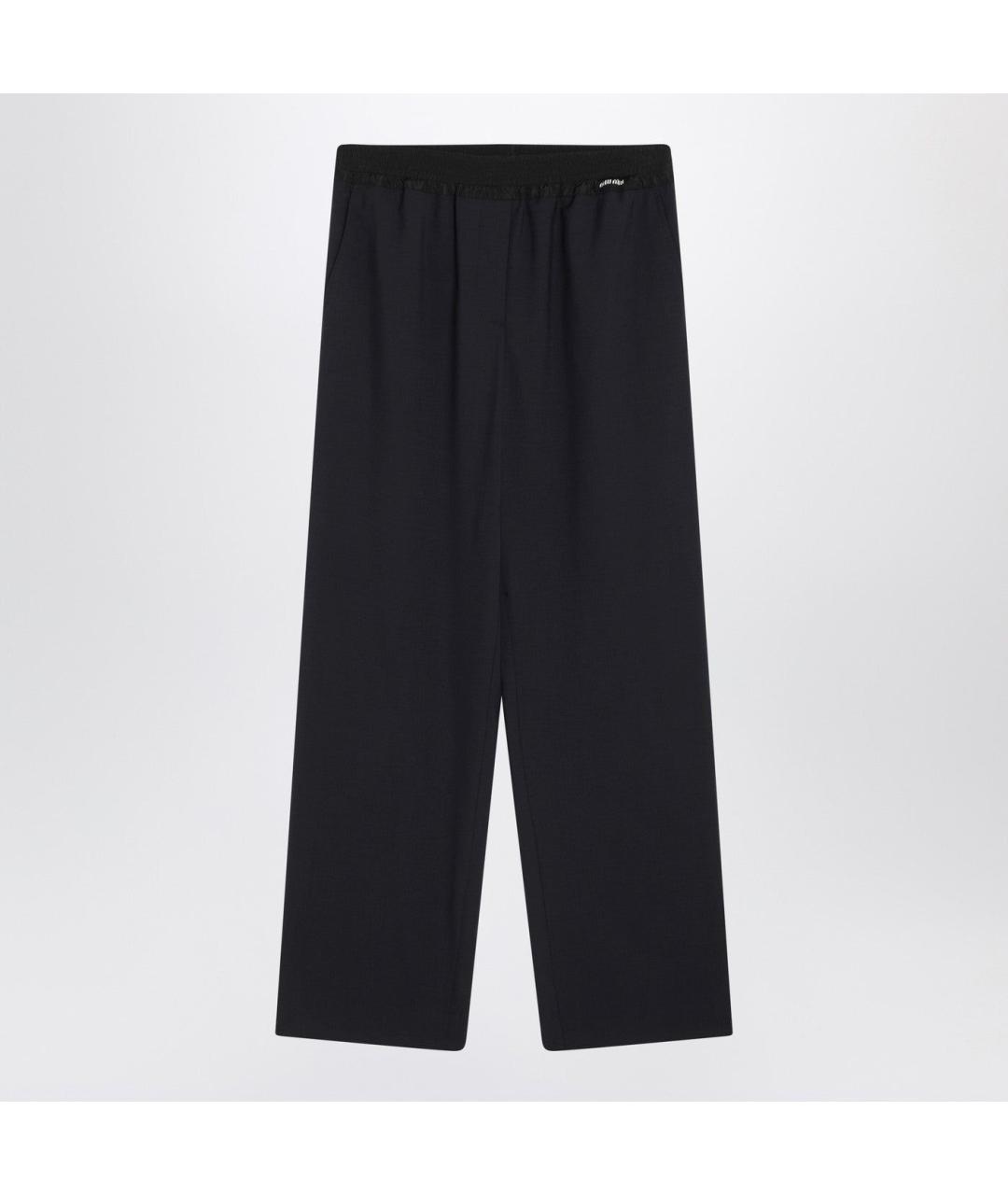 MIU MIU Темно-синие шерстяные прямые брюки, фото 3