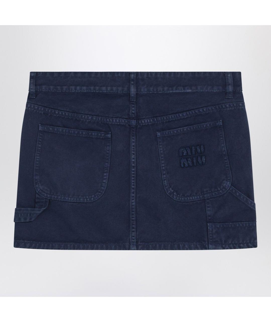 MIU MIU Синяя хлопковая юбка мини, фото 2