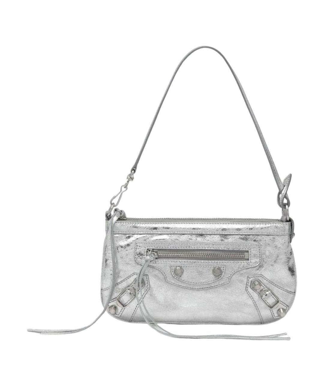 BALENCIAGA Серебряная кожаная сумка через плечо, фото 1