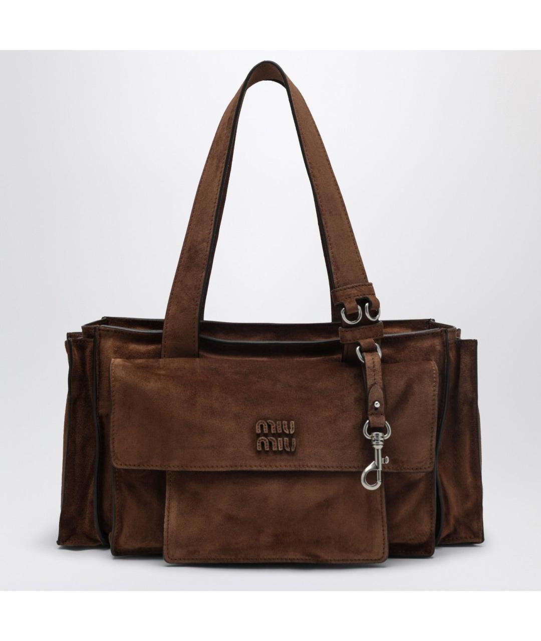 MIU MIU Коричневая замшевая сумка через плечо, фото 3