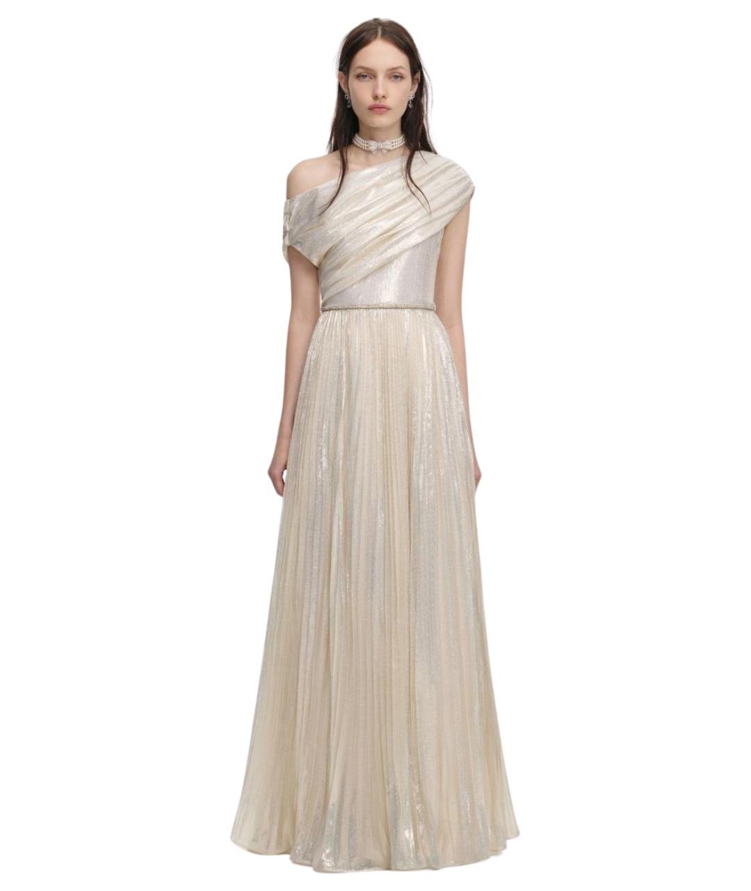 SELF-PORTRAIT Бежевое шифоновое вечернее платье, фото 1