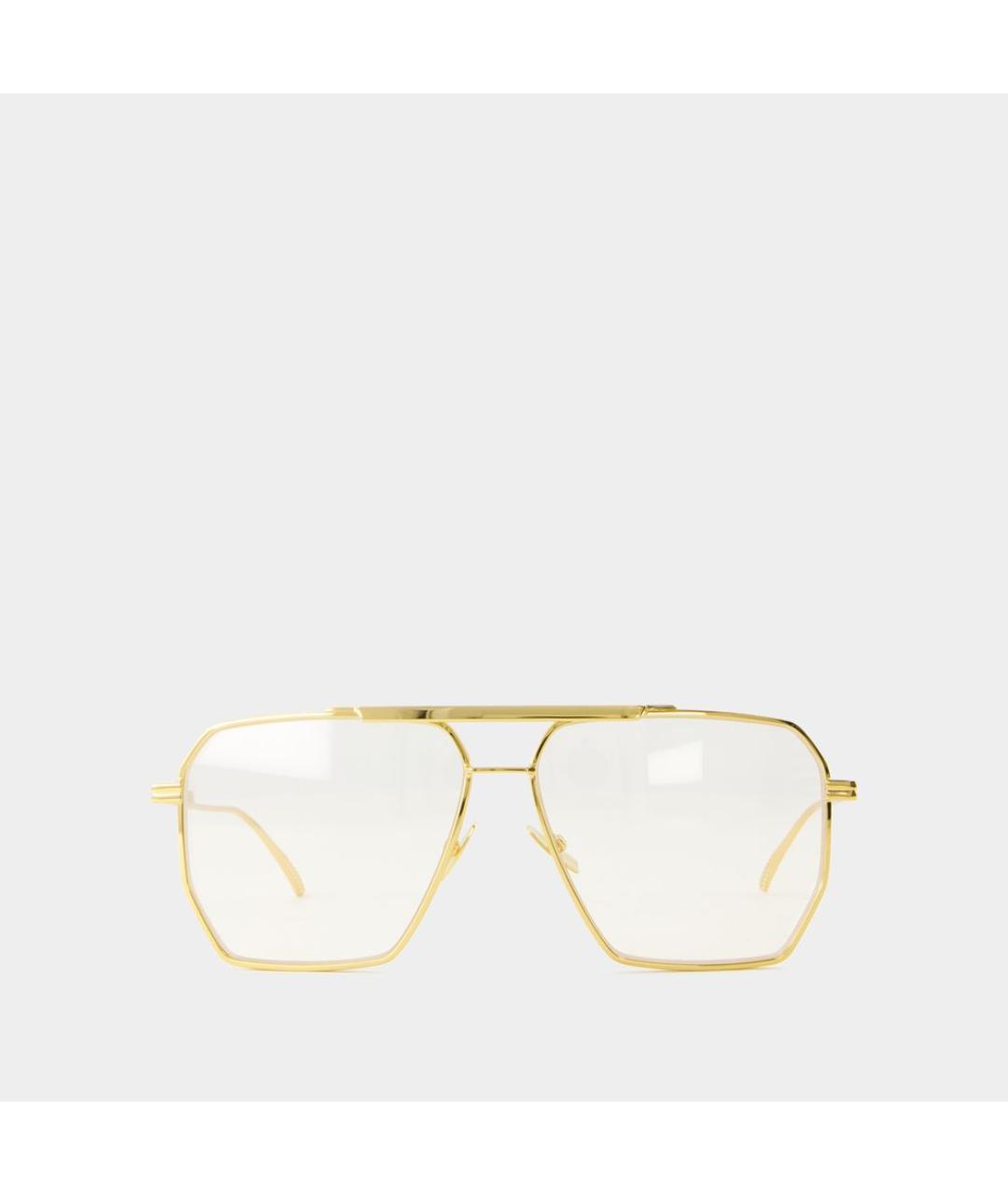 BOTTEGA VENETA Золотые металлические солнцезащитные очки, фото 3