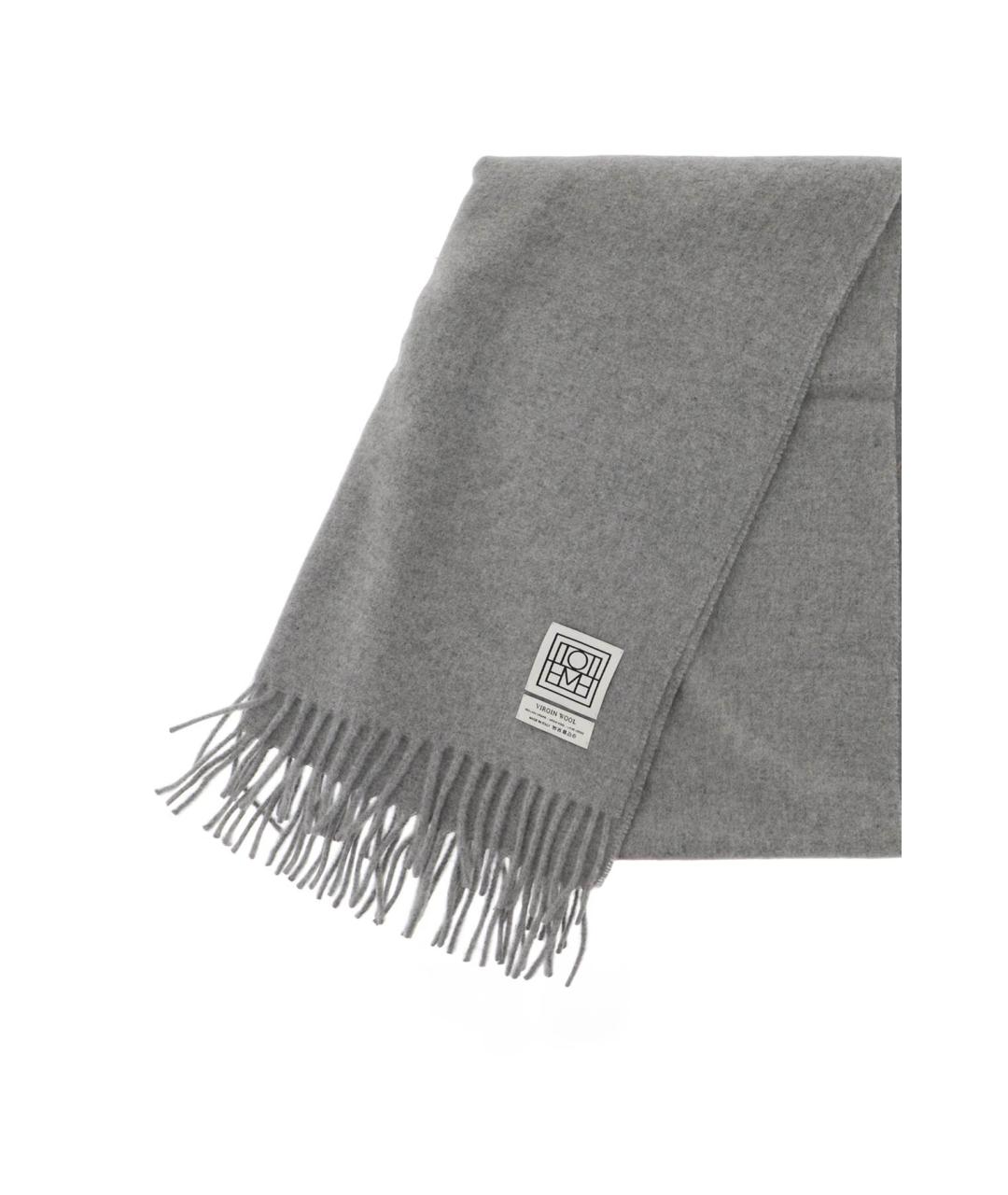 TOTEME Серый шерстяной шарф, фото 3