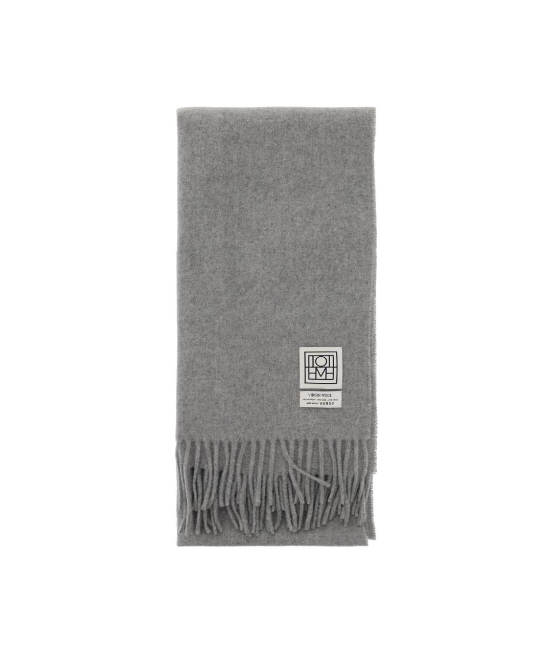 TOTEME Серый шерстяной шарф, фото 1