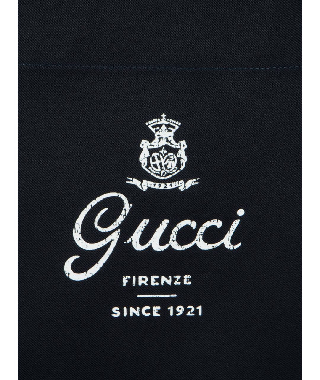 GUCCI Темно-синяя хлопковая кэжуал рубашка, фото 3