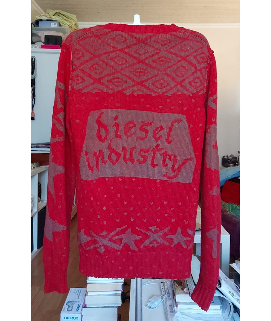 DIESEL Красный шерстяной джемпер / свитер, фото 2