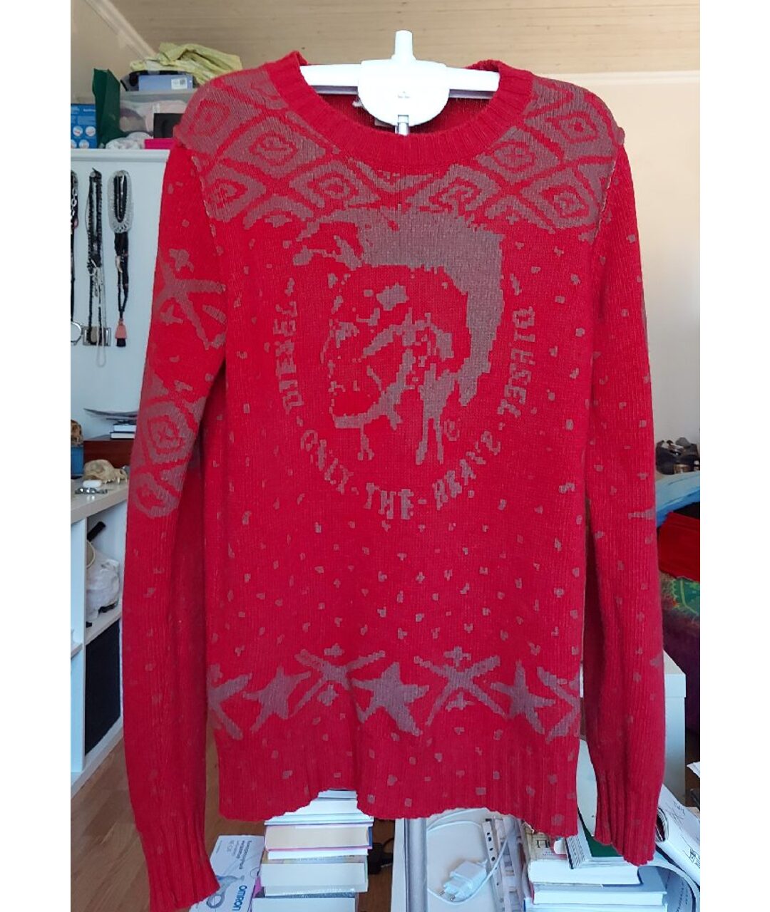 DIESEL Красный шерстяной джемпер / свитер, фото 6