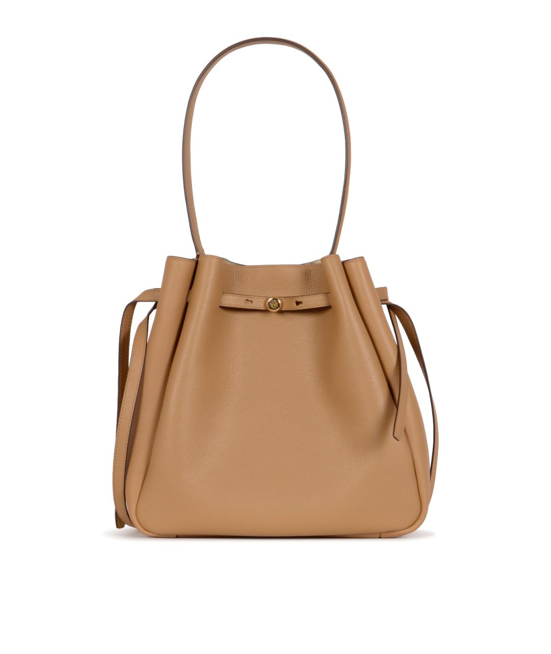 TORY BURCH Бежевая кожаная сумка с короткими ручками, фото 1