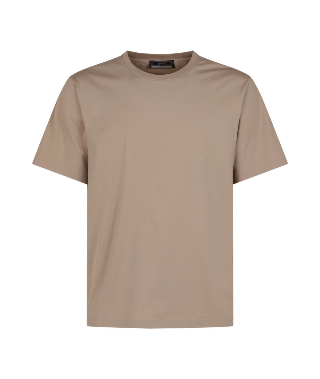 HERNO Коричневая хлопковая футболка, фото 1