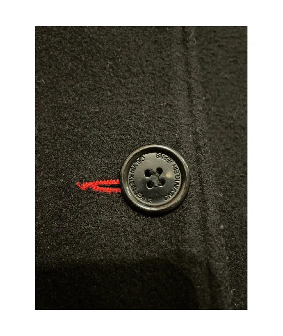 CALVIN KLEIN Черное шерстяное пальто, фото 4