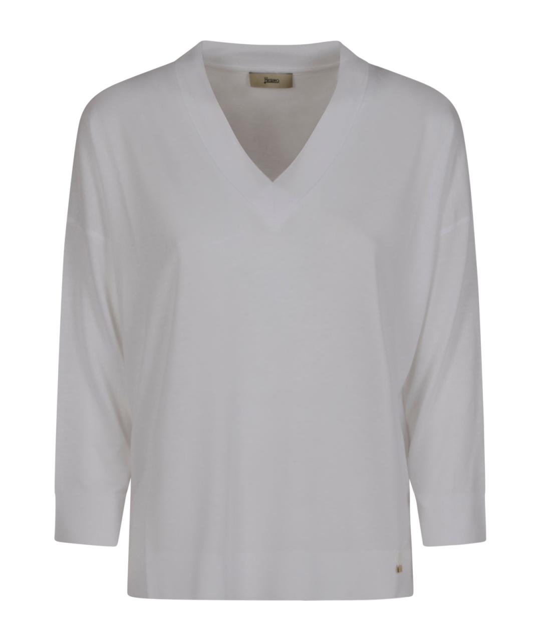 HERNO Белый хлопковый джемпер / свитер, фото 1