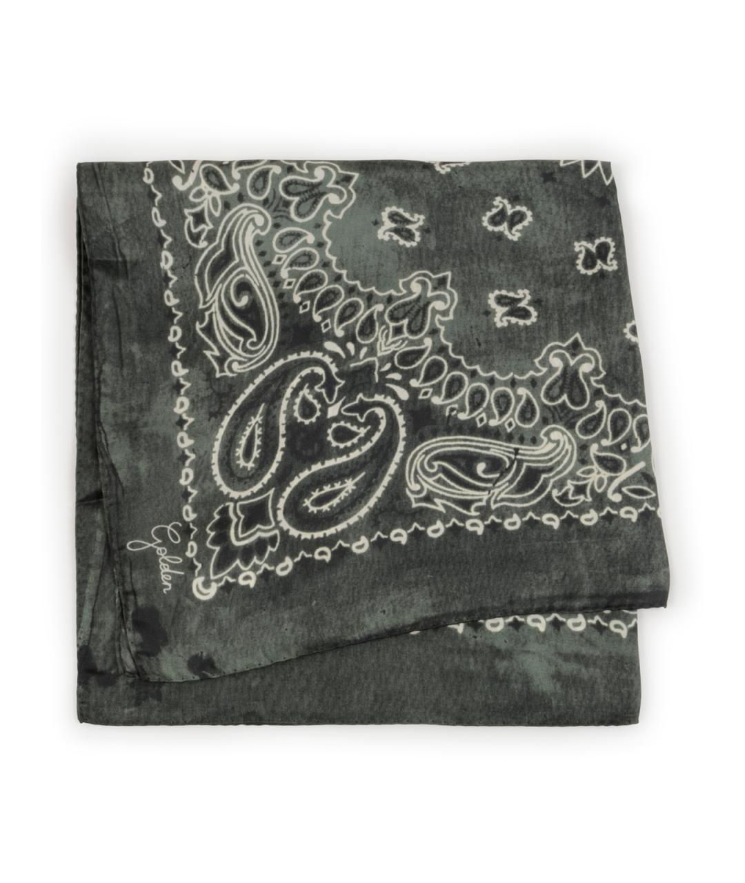 GOLDEN GOOSE DELUXE BRAND Зеленый шелковый шарф, фото 1