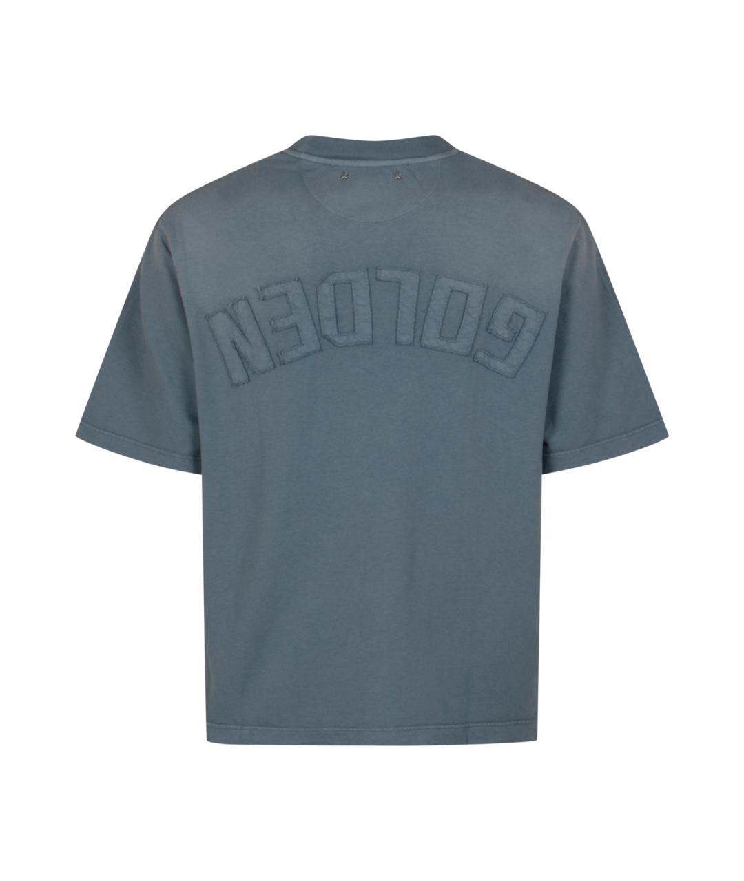 GOLDEN GOOSE DELUXE BRAND Синяя хлопковая футболка, фото 2