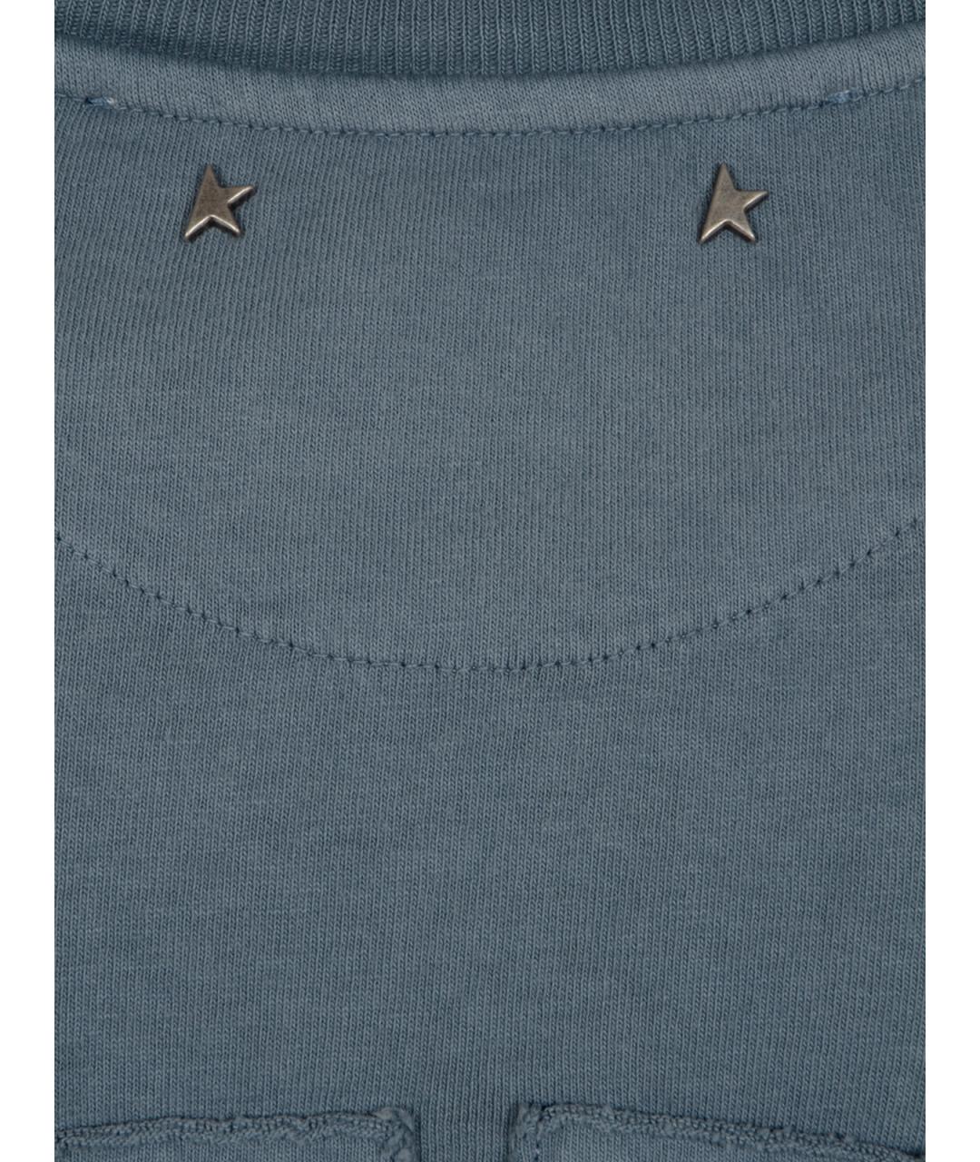 GOLDEN GOOSE DELUXE BRAND Синяя хлопковая футболка, фото 3