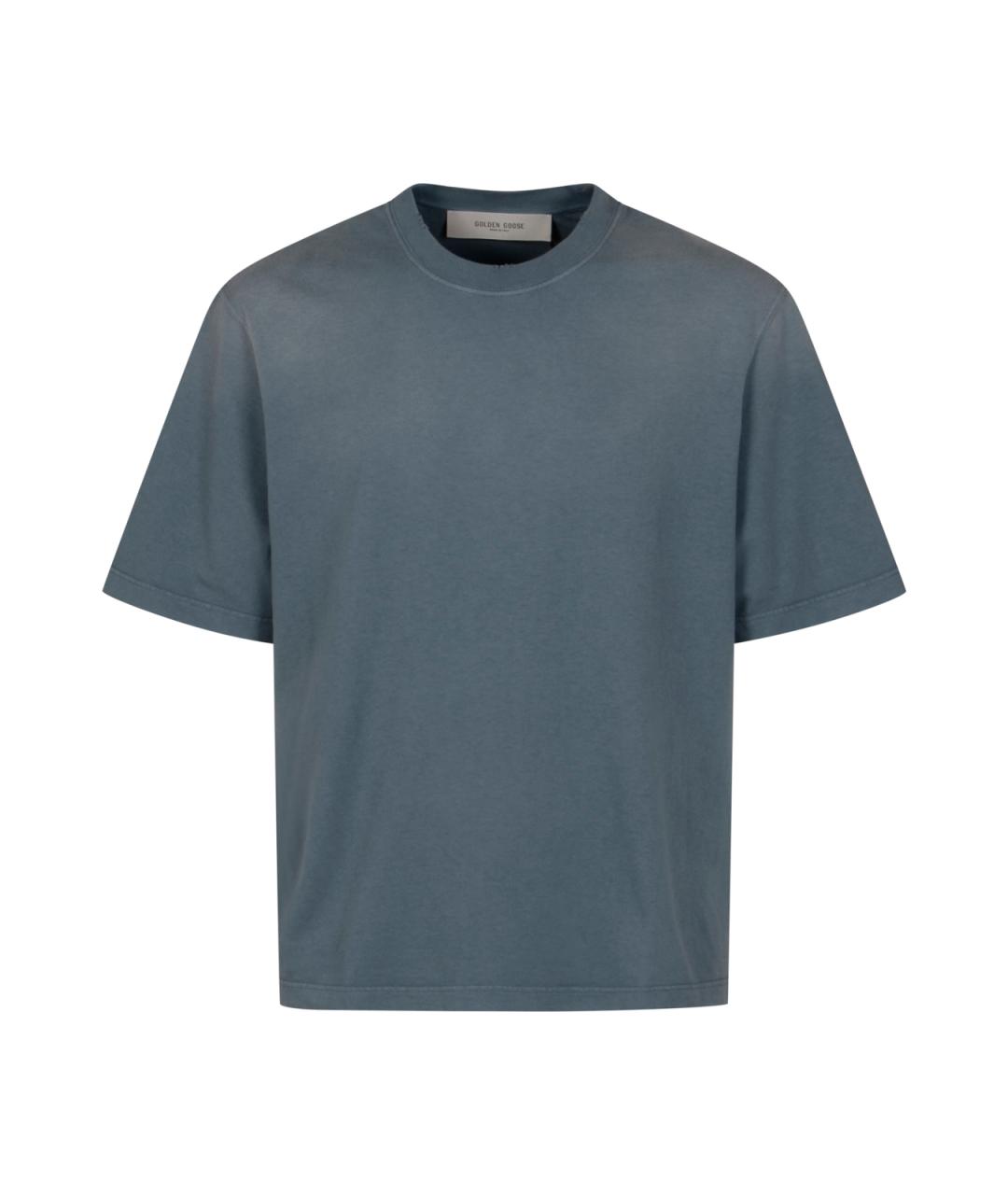 GOLDEN GOOSE DELUXE BRAND Синяя хлопковая футболка, фото 1