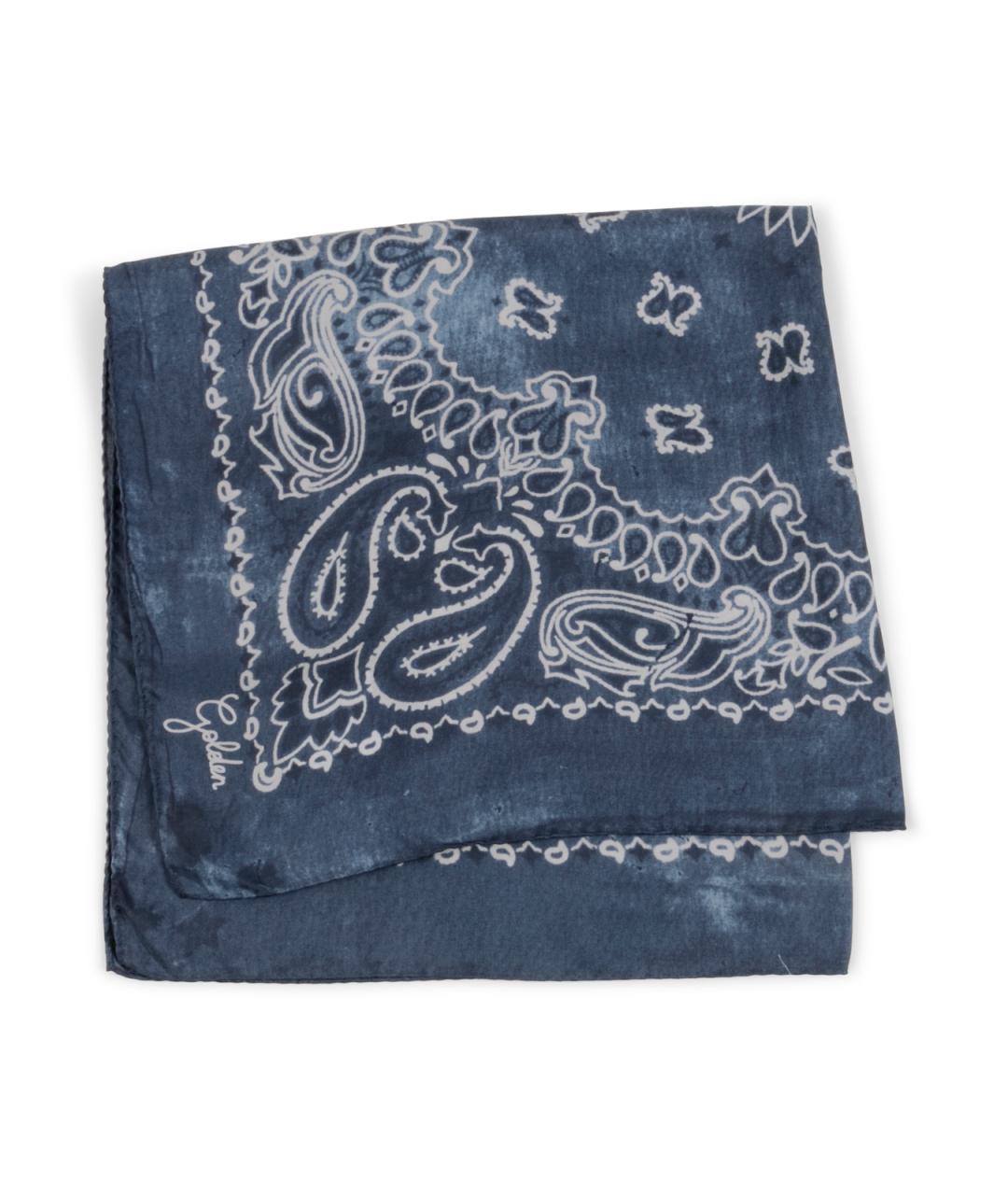 GOLDEN GOOSE DELUXE BRAND Синий шелковый шарф, фото 1