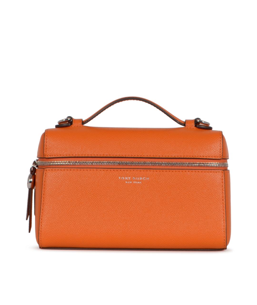 TORY BURCH Оранжевая кожаная сумка с короткими ручками, фото 1