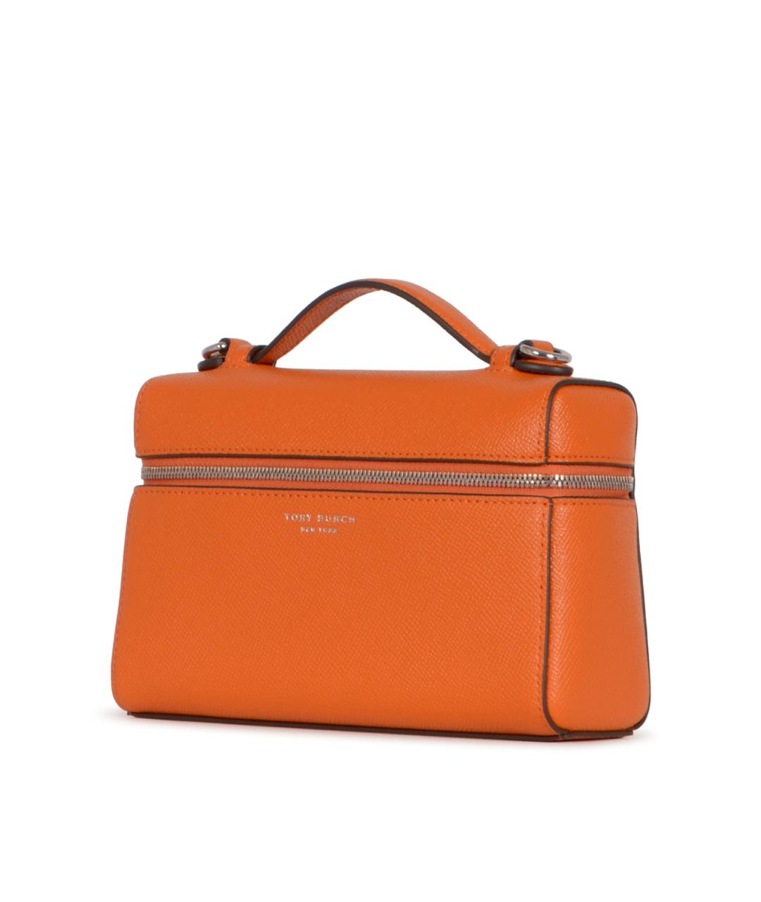 TORY BURCH Оранжевая кожаная сумка с короткими ручками, фото 2
